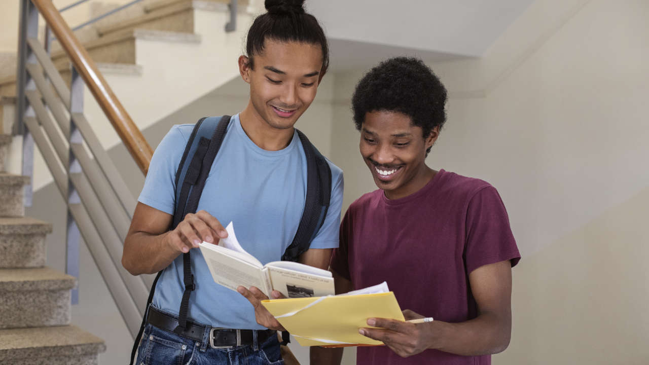 Estudantes negros conversando